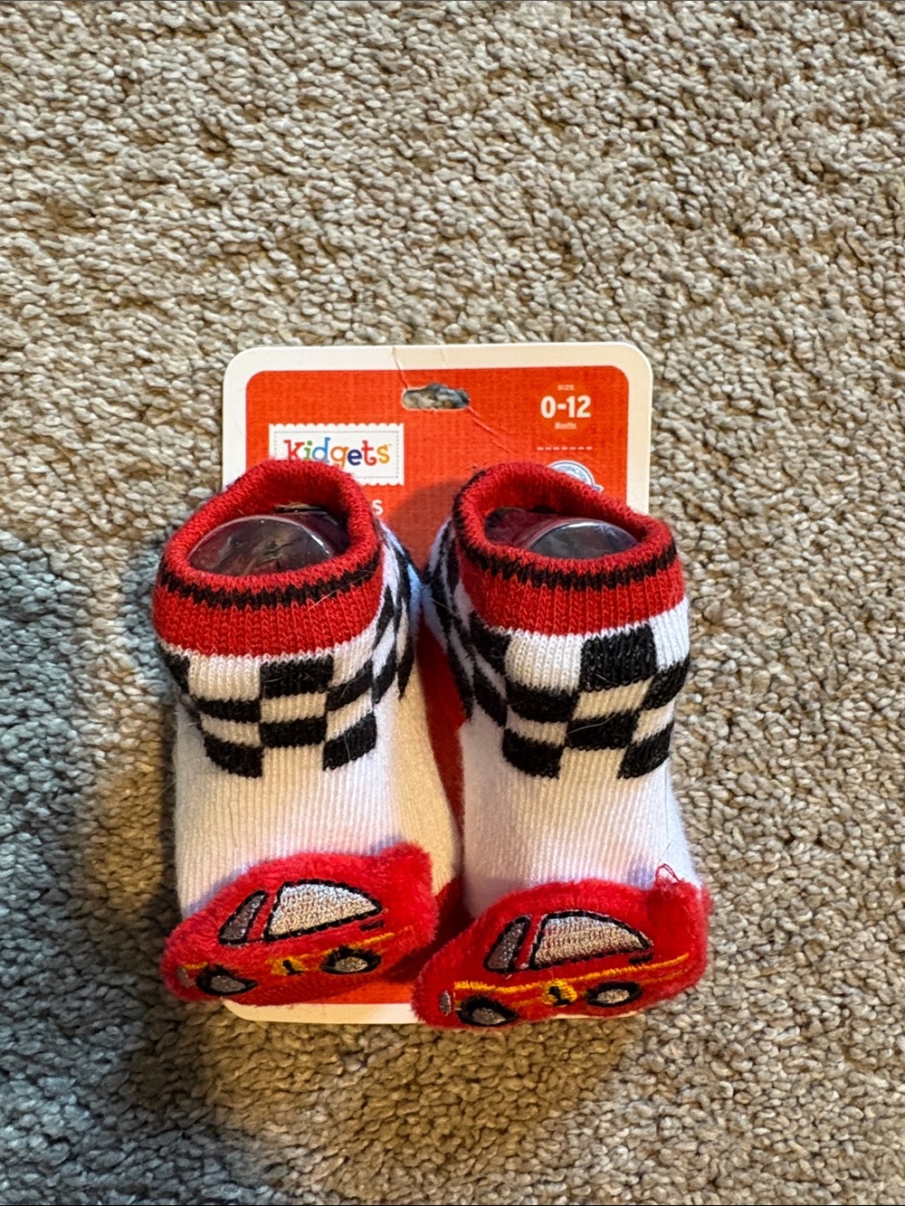 Kidgets Red White Black Race Car Baby Socks